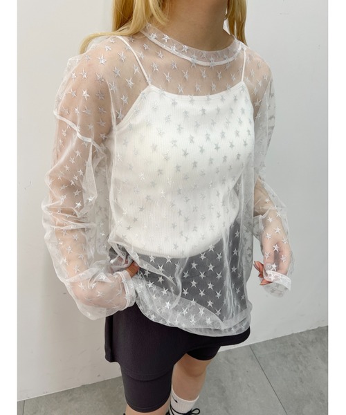 WC(ダブル シー)の「スターチュールシアートップス(Tシャツ/カットソー・レディース・ブラック/ホワイト・FREE)」の10枚目の写真