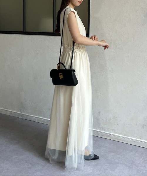 Thevon（ゼボン）の「チュールドッキングポンチノースリワンピース（ワンピース・レディース・ライム/アイボリー/ブラック/グレー・FREE）」の8枚目の写真