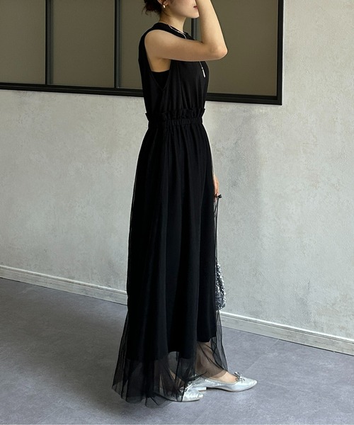 Thevon（ゼボン）の「チュールドッキングポンチノースリワンピース（ワンピース・レディース・ライム/アイボリー/ブラック/グレー・FREE）」の15枚目の写真