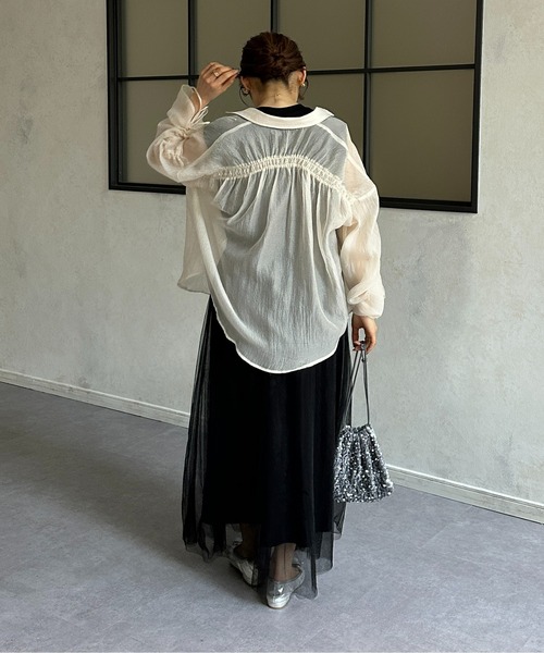 Thevon（ゼボン）の「チュールドッキングポンチノースリワンピース（ワンピース・レディース・ライム/アイボリー/ブラック/グレー・FREE）」の18枚目の写真