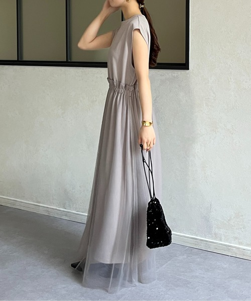 Thevon（ゼボン）の「チュールドッキングポンチノースリワンピース（ワンピース・レディース・ライム/アイボリー/ブラック/グレー・FREE）」の20枚目の写真