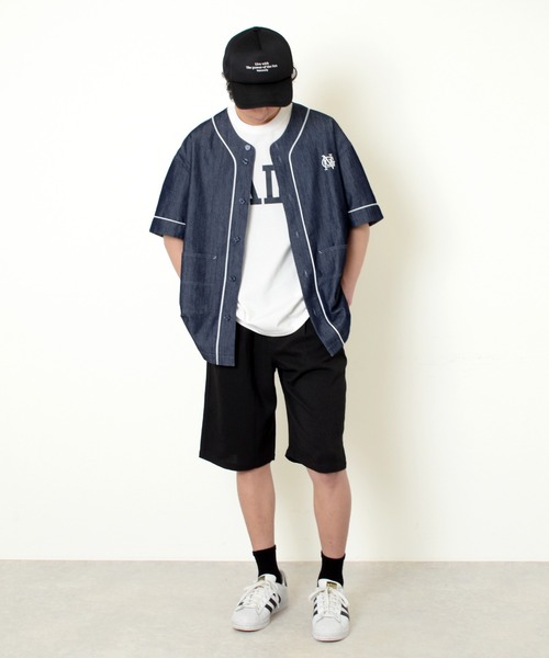 GLAZOS（グラソス）の「【接触冷感】【セットアップ対応】デニム・ノーカラーシャツ（シャツ/ブラウス・キッズ・ライトブルー/インディゴブルー・170cm/160cm/150cm/140cm）」の4枚目の写真