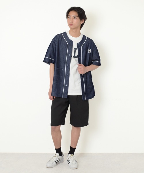 GLAZOS（グラソス）の「【接触冷感】【セットアップ対応】デニム・ノーカラーシャツ（シャツ/ブラウス・キッズ・ライトブルー/インディゴブルー・170cm/160cm/150cm/140cm）」の5枚目の写真