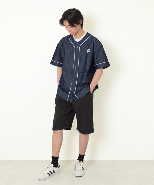 GLAZOS（グラソス）の「【接触冷感】【セットアップ対応】デニム・ノーカラーシャツ（シャツ/ブラウス・キッズ・ライトブルー/インディゴブルー・170cm/160cm/150cm/140cm）」の6枚目の写真