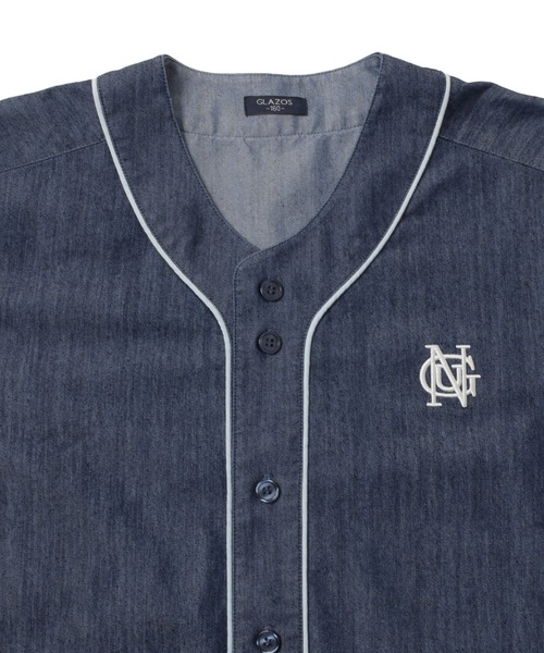 GLAZOS（グラソス）の「【接触冷感】【セットアップ対応】デニム・ノーカラーシャツ（シャツ/ブラウス・キッズ・ライトブルー/インディゴブルー・170cm/160cm/150cm/140cm）」の7枚目の写真