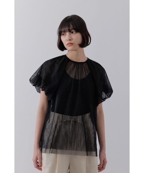 Limue（リミュ）の「シアチュールトップス（Tシャツ/カットソー・レディース・ベージュ/ブラック・FREE）」の5枚目の写真