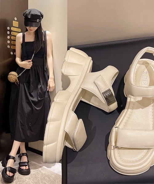 Lace Ladies(レースレディース)の「クラウド ソール 厚底 ストラップ サンダル(サンダル・レディース・アイボリー/シルバー/ブラック/ベージュ・ 25/24/23.5/24.5/23/22.5)」の21枚目の写真