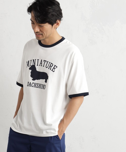 FOUND GOOD(ファウンドグッド)の「リンガーDogプリントT(Tシャツ/カットソー・メンズ・ネイビー/ホワイト系5/ピンク系2・L/XL/S/M)」の13枚目の写真