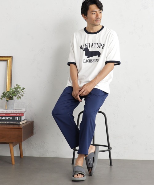 FOUND GOOD(ファウンドグッド)の「リンガーDogプリントT(Tシャツ/カットソー・メンズ・ネイビー/ホワイト系5/ピンク系2・L/XL/S/M)」の4枚目の写真