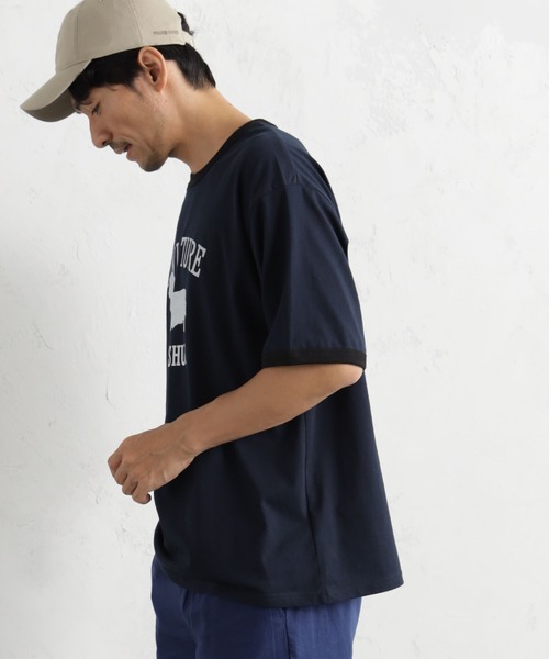FOUND GOOD(ファウンドグッド)の「リンガーDogプリントT(Tシャツ/カットソー・メンズ・ネイビー/ホワイト系5/ピンク系2・L/XL/S/M)」の6枚目の写真