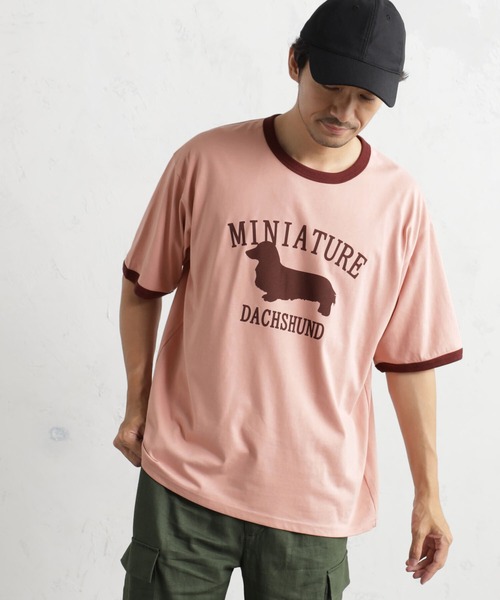 FOUND GOOD(ファウンドグッド)の「リンガーDogプリントT(Tシャツ/カットソー・メンズ・ネイビー/ホワイト系5/ピンク系2・L/XL/S/M)」の9枚目の写真