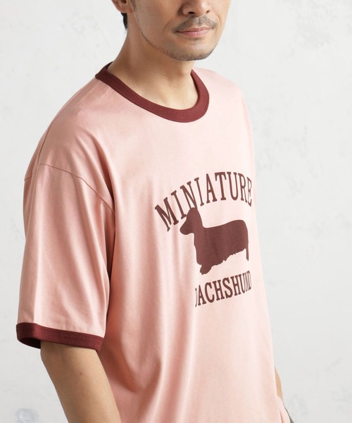 FOUND GOOD(ファウンドグッド)の「リンガーDogプリントT(Tシャツ/カットソー・メンズ・ネイビー/ホワイト系5/ピンク系2・L/XL/S/M)」の11枚目の写真