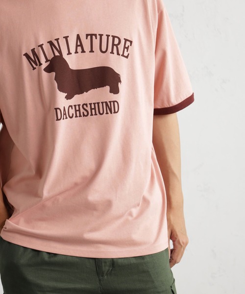FOUND GOOD(ファウンドグッド)の「リンガーDogプリントT(Tシャツ/カットソー・メンズ・ネイビー/ホワイト系5/ピンク系2・L/XL/S/M)」の12枚目の写真