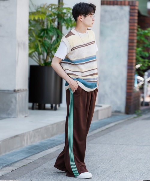 SIDEWAY STANCE(サイドウェイスタンス)の「【SIDEWAY STANCE】ラインジャージ ワイド トラックパンツ(その他パンツ・メンズ・ダークブラウン/ラベンダー/ストライプ/ブラック/グレー/ホワイト/ネイビー・SMALL/MEDIUM/LARGE)」の17枚目の写真