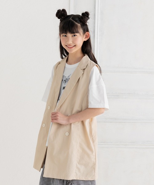 JAM & LINK（ジャムアンドリンク）の「ロングジレ（ベスト・キッズ・ピンク/ブラック/クリーム・160cm/140cm/120cm）」の3枚目の写真