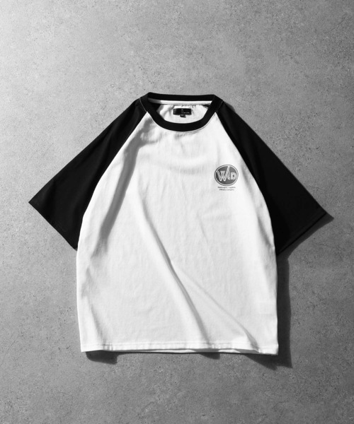 ZIP FIVE(ジップファイブ)の「【ZIP FIVE】ハーフスリーブ ビッグシルエット 左胸ワンポイント ラグラン Tシャツ(Tシャツ/カットソー・メンズ・ホワイト×ブラック/アイボリー系/ホワイト×ネイビー/オートミール・MEDIUM/LARGE)」の2枚目の写真