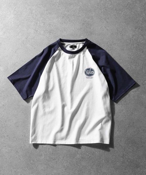 ZIP FIVE(ジップファイブ)の「【ZIP FIVE】ハーフスリーブ ビッグシルエット 左胸ワンポイント ラグラン Tシャツ(Tシャツ/カットソー・メンズ・ホワイト×ブラック/アイボリー系/ホワイト×ネイビー/オートミール・MEDIUM/LARGE)」の3枚目の写真