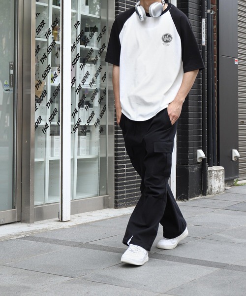 ZIP FIVE(ジップファイブ)の「【ZIP FIVE】ハーフスリーブ ビッグシルエット 左胸ワンポイント ラグラン Tシャツ(Tシャツ/カットソー・メンズ・ホワイト×ブラック/アイボリー系/ホワイト×ネイビー/オートミール・MEDIUM/LARGE)」の8枚目の写真