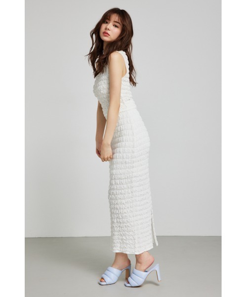 rienda（リエンダ）の「ポップコーンニットスカート 夏服 秋服（スカート・レディース・ピンク/ホワイト/ブルー/ブラック・FREE）」の5枚目の写真