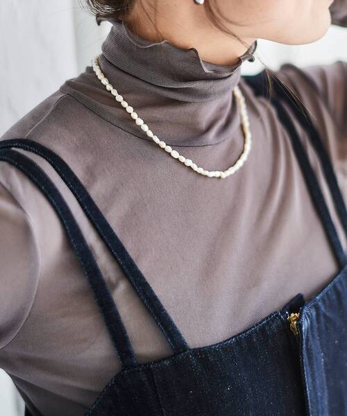 le.coeur blanc(ルクールブラン)の「シアータートル(Tシャツ/カットソー・レディース・ブラック/グレー/オフホワイト/サックスブルー/ホワイト/ネイビー・38)」の14枚目の写真