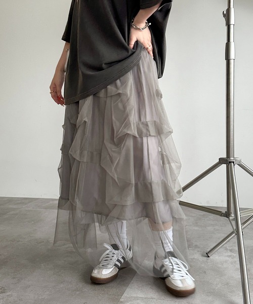apres jour mignon(アプレジュールミニョン)の「デザインチュールスカート【ZOZOTOWN限定アイテム】(スカート・レディース・グレー/ブラック/アイボリー・MEDIUM/X-LARGE/SMALL)」の3枚目の写真