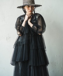 ORIENT MILLINERY ラナン　チュールドレス　ワンピース　ブラック ORIENT MILLINERY ワンピース 「ZOZO別注」RANUN MELLOW