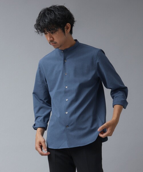 NOLLEY'S goodman（ノーリーズグッドマン）の「【ACTIVE SECT】《限定展開 / 速乾 / 防シワ》”ALL TIME DRY” スリムバンドカラーシャツ（シャツ/ブラウス・メンズ・サックスブルー/ダークネイビー/ベージュ/ブラック・S/XL/L/M）」の6枚目の写真