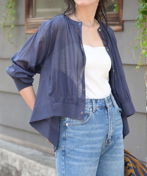 シアーバックフレアリブジャケット（ブルゾン）｜＆HALF（アンド