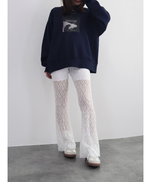 ZOZO限定カラー有】レースフレアパンツ／lace flare pants ロング丈 