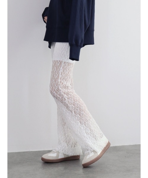 ZOZO限定カラー有】レースフレアパンツ／lace flare pants ロング丈 