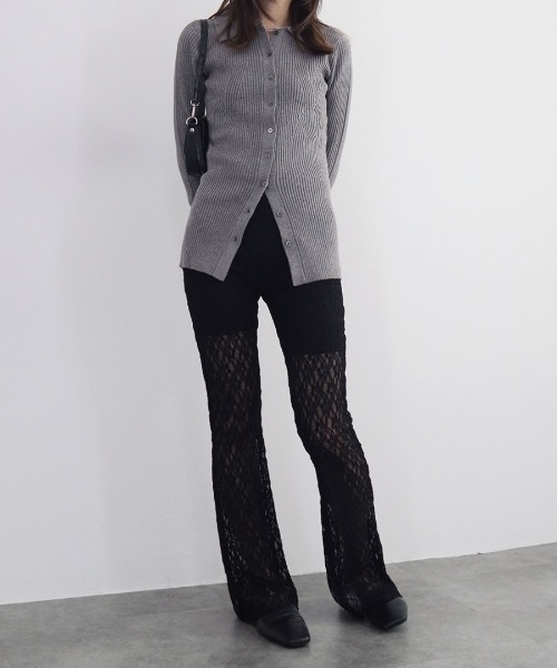 Reurie'(レウリィ)の「【ZOZO限定カラー有】レースフレアパンツ/lace flare pants ロング丈 タイト ガーリー 大人カジュアル 韓国 バレエコア モノトーン 白 黒 ホワイト ブラック(その他パンツ・レディース・ホワイト/ブラック・FREE)」の22枚目の写真