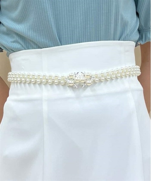 axes femme POETIQUE（アクシーズファムポエティック）の「パールゴムベルト（ベルト・レディース・シルバー/ゴールド・FREE）」の2枚目の写真