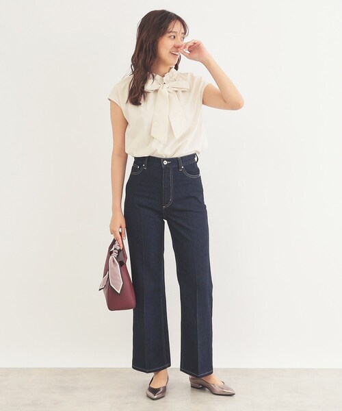 index（インデックス）の「◆ギャザーボウタイブラウス【洗濯機洗い可】（シャツ/ブラウス・レディース・オフホワイト/ライトブルー/ネイビー/ベージュ系その他7・40/38/42/36）」の14枚目の写真