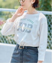 カレッジロゴプリント 8分袖TEE