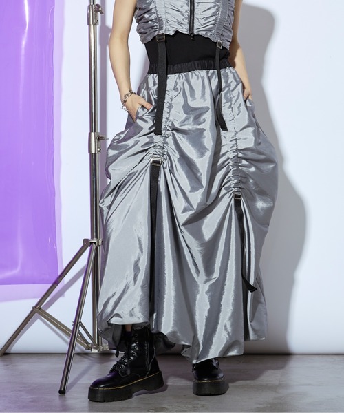 Ezick ANNONIM（エジックアノニム）の「Many belt シャーリングバルーンスカート（スカート・レディース・シルバー/ブラック・FREE）」の14枚目の写真