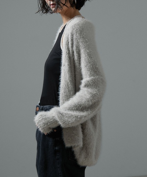 SALON adam et rope'（サロン アダム エ ロペ）の「【WEB限定】シャギーVネックニットカーディガン（カーディガン/ボレロ・レディース・チャコールグレー/ライトグレー/ベージュ系その他・FREE）」の12枚目の写真