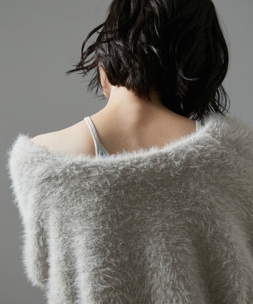 SALON adam et rope'（サロン アダム エ ロペ）の「【WEB限定】シャギーVネックニットカーディガン（カーディガン/ボレロ・レディース・チャコールグレー/ライトグレー/ベージュ系その他・FREE）」の13枚目の写真