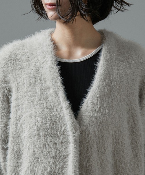 SALON adam et rope'（サロン アダム エ ロペ）の「【WEB限定】シャギーVネックニットカーディガン（カーディガン/ボレロ・レディース・チャコールグレー/ライトグレー/ベージュ系その他・FREE）」の21枚目の写真