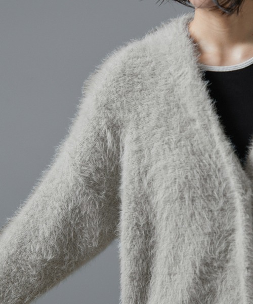 SALON adam et rope'（サロン アダム エ ロペ）の「【WEB限定】シャギーVネックニットカーディガン（カーディガン/ボレロ・レディース・チャコールグレー/ライトグレー/ベージュ系その他・FREE）」の22枚目の写真