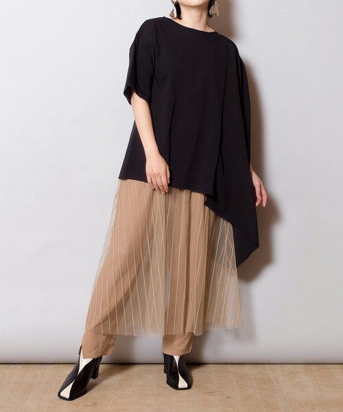 OSMOSIS（オズモーシス）の「切替アシンメトリーTシャツ（Tシャツ/カットソー・レディース・ブラック/ライトベージュ/ブラック系その他・ONE SIZE）」の20枚目の写真
