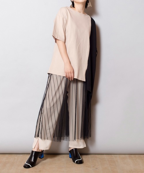 OSMOSIS（オズモーシス）の「切替アシンメトリーTシャツ（Tシャツ/カットソー・レディース・ブラック/ライトベージュ/ブラック系その他・ONE SIZE）」の13枚目の写真