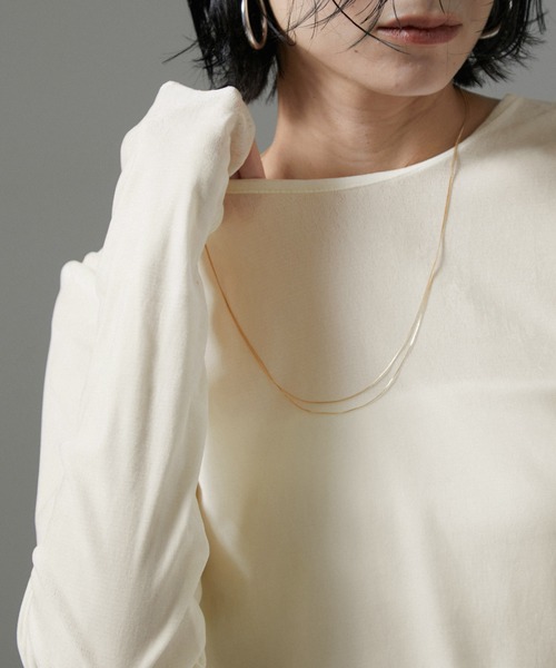 SALON adam et rope'（サロン アダム エ ロペ）の「【WEB限定】シアーベロアクルーネック（Tシャツ/カットソー・レディース・オフホワイト/ネイビー/ブラック・FREE）」の16枚目の写真