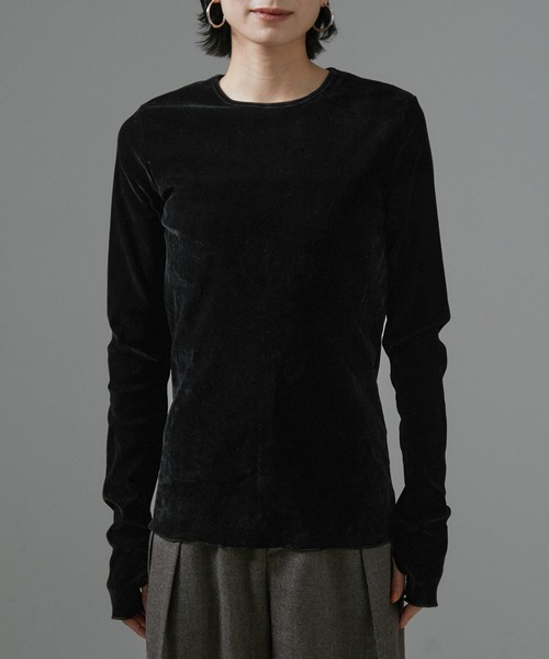 SALON adam et rope'（サロン アダム エ ロペ）の「【WEB限定】シアーベロアクルーネック（Tシャツ/カットソー・レディース・オフホワイト/ネイビー/ブラック・FREE）」の15枚目の写真