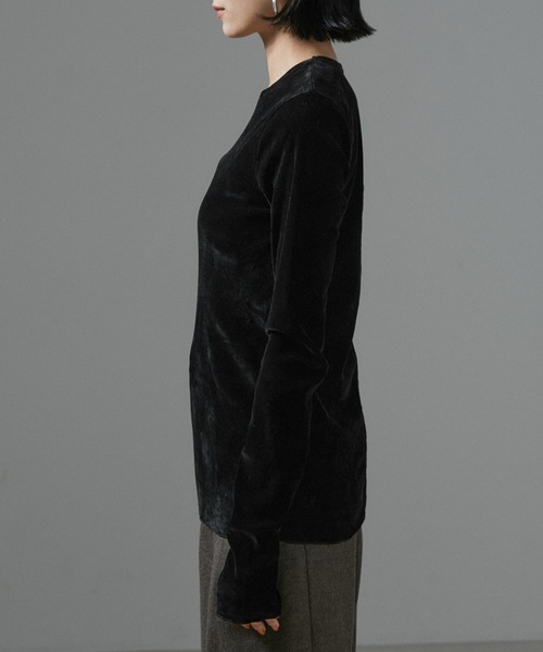 SALON adam et rope'（サロン アダム エ ロペ）の「【WEB限定】シアーベロアクルーネック（Tシャツ/カットソー・レディース・オフホワイト/ネイビー/ブラック・FREE）」の14枚目の写真