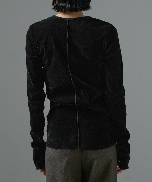 SALON adam et rope'（サロン アダム エ ロペ）の「【WEB限定】シアーベロアクルーネック（Tシャツ/カットソー・レディース・オフホワイト/ネイビー/ブラック・FREE）」の13枚目の写真