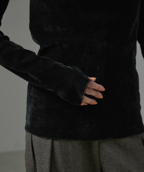 SALON adam et rope'（サロン アダム エ ロペ）の「【WEB限定】シアーベロアクルーネック（Tシャツ/カットソー・レディース・オフホワイト/ネイビー/ブラック・FREE）」の10枚目の写真