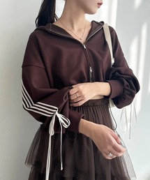 one after another NICE CLAUP | 袖リボンラインパーカー(パーカー)