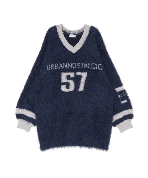 EVRIS（エヴリス）の「シャギーユニフォームミニニットワンピース（ニット/セーター・レディース・ブラック/ネイビー・FREE）」の5枚目の写真