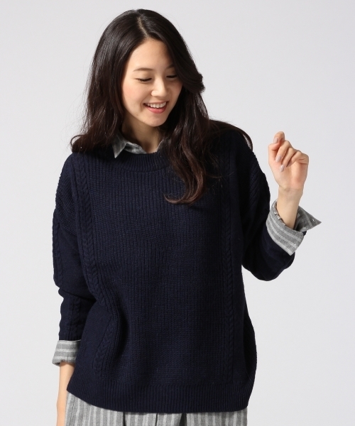 GLOBAL WORK(グローバルワーク)の「7ゲージイタリアハイネックプルオーバー長袖/563015(ニット/セーター・レディース・グレー/ネイビー/ホワイト/カーキ・SMALL/MEDIUM/LARGE)」の1枚目の写真