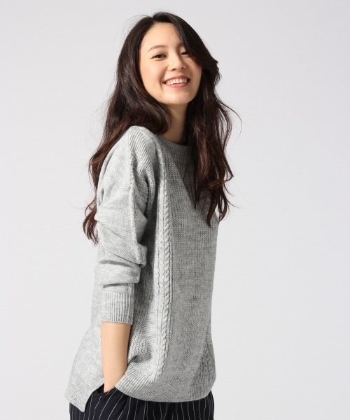 GLOBAL WORK(グローバルワーク)の「7ゲージイタリアハイネックプルオーバー長袖/563015(ニット/セーター・レディース・グレー/ネイビー/ホワイト/カーキ・SMALL/MEDIUM/LARGE)」の3枚目の写真